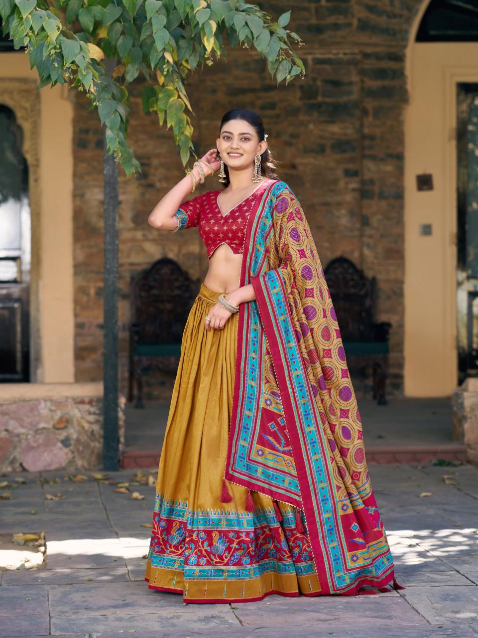 Mustard  Lehenga choli manufacturers in Patan